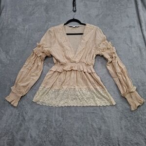 Peasant Top L Stretch Lace And Ruffle Romantic Tiered Prairiecore Capsule Flirty